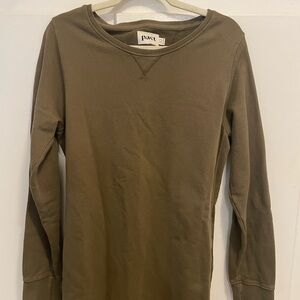 Pact Olive Green Long Sleeve Shirt Dress Crew Neck